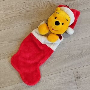 Vintage Disney Winnie The Pooh Plush Christmas Stocking